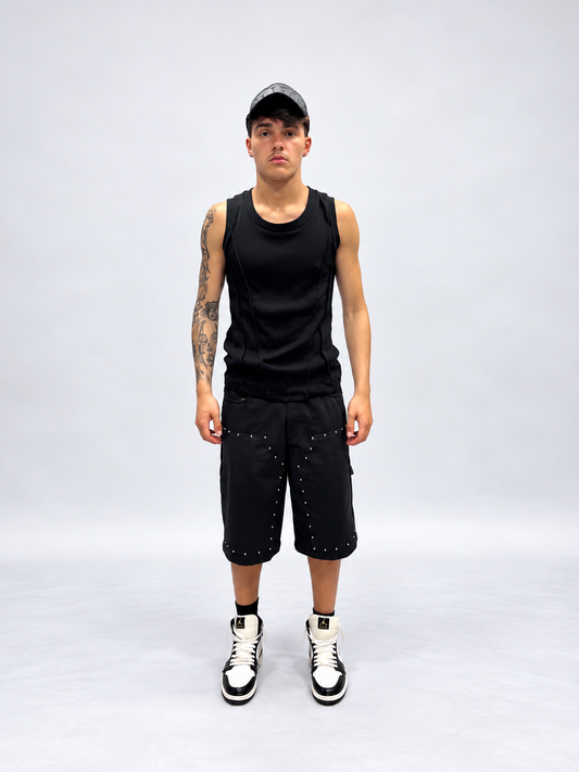 BERMUDA CARPENTER RELAXED FIT NERI CON BORCHIE