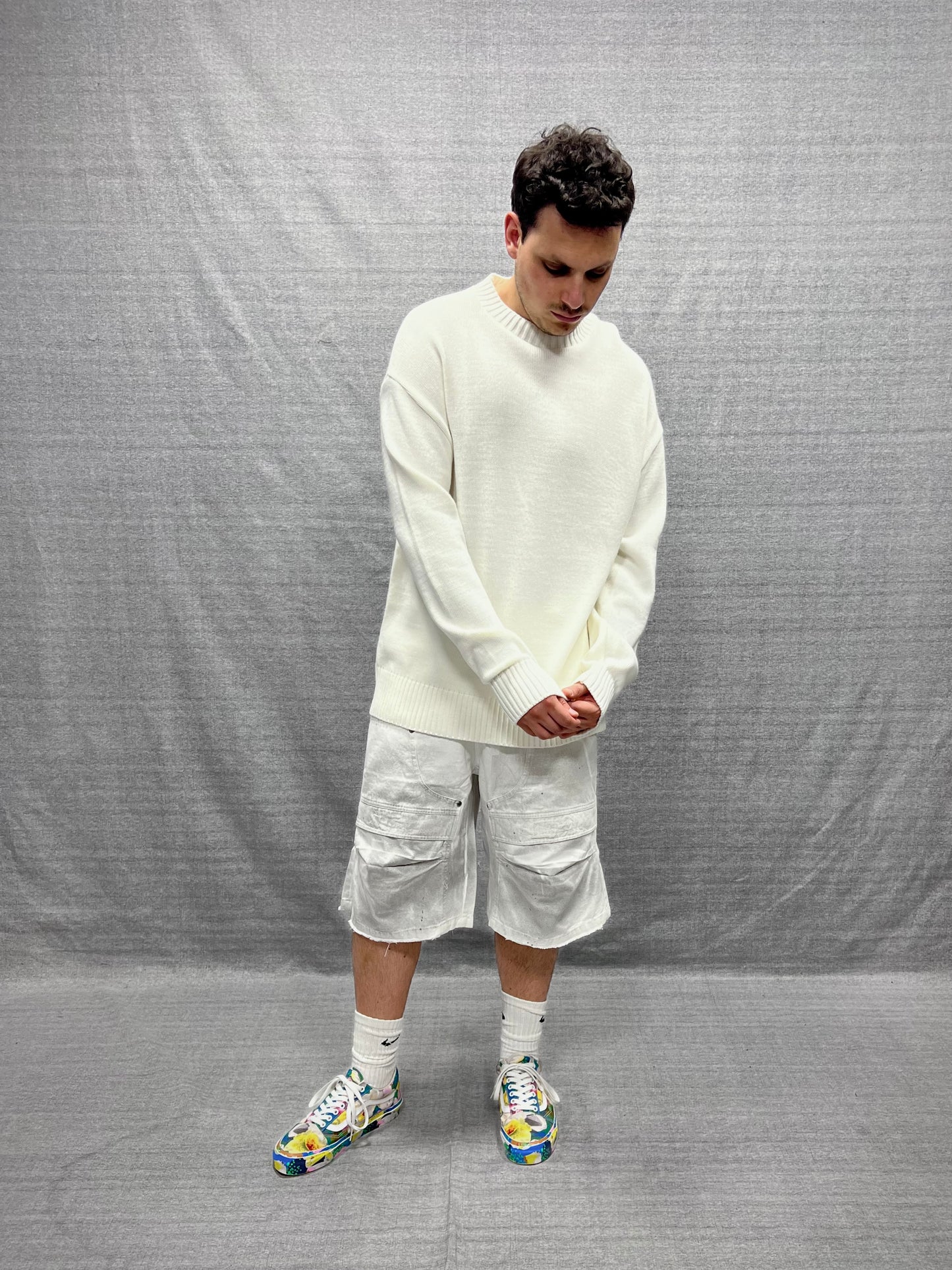 MAGLIONE BOXY FIT BIANCO STRUTTURATO