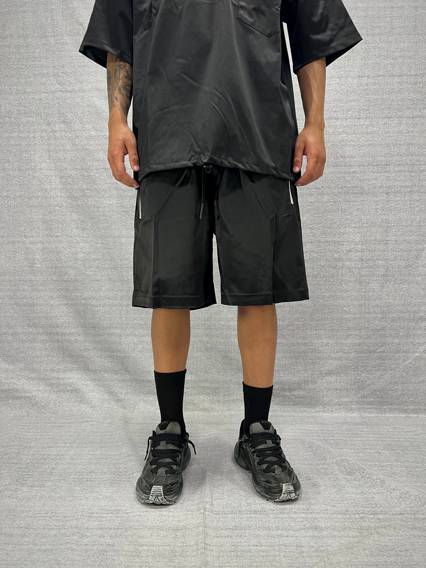 COORDINATO RELAXED FIT NERO IN TESSUTO DI COTONE  MERCERIZZATO