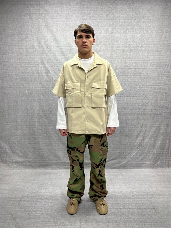 PANTALONI CARGO RELAXED FIT CAMOUFLAGE MILITARE CON TASCHE UTILITY