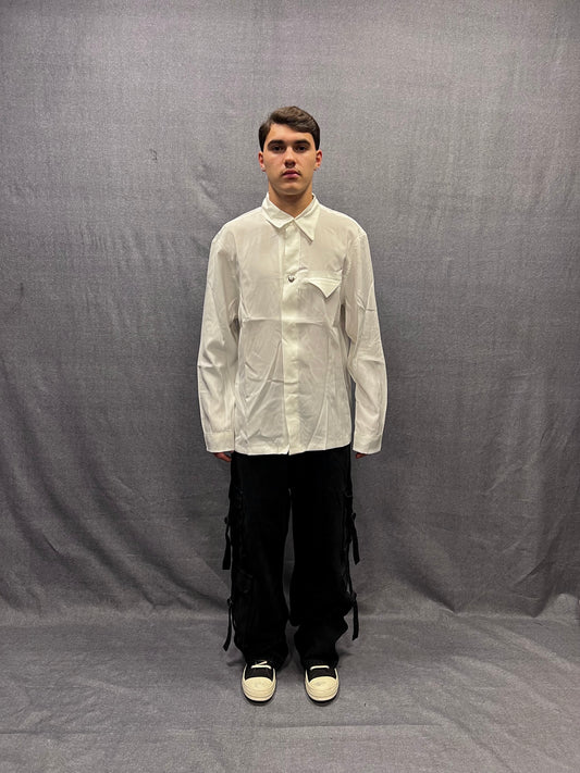 JEANS CARGO BAGGY FIT NERI  CON TASCHE UTILITY E FIBBIE