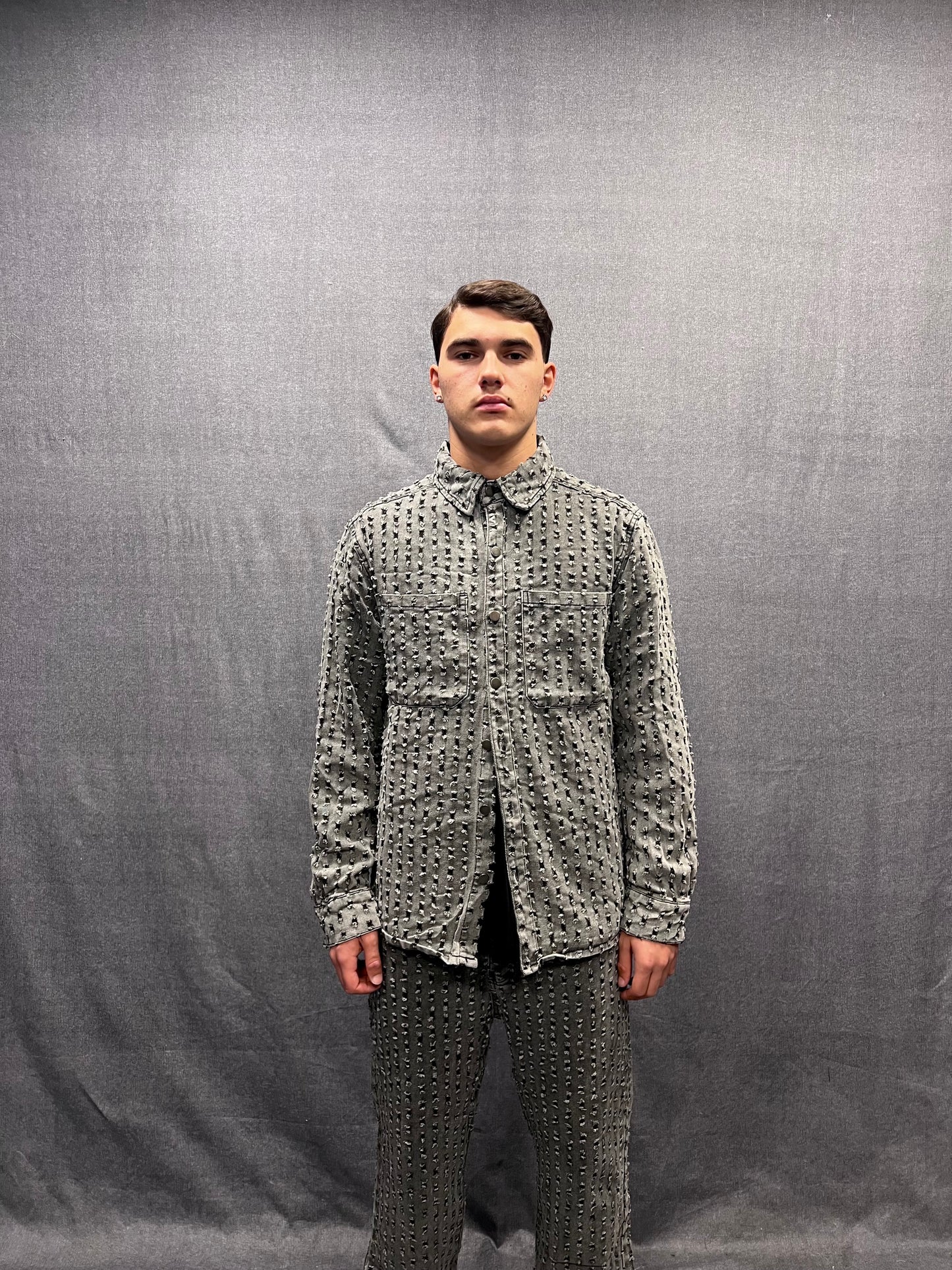 COORDINATO REGULAR FIT GRIGIO CON MICROABRASIONI