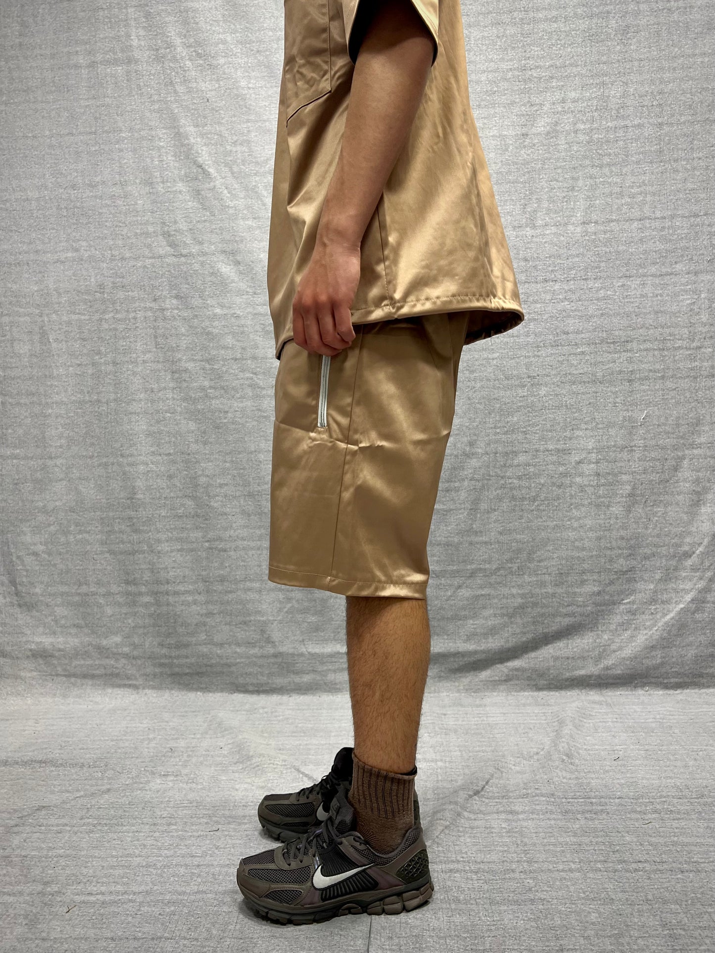 COORDINATO RELAXED FIT BEIGE NUDE IN TESSUTO DI COTONE  MERCERIZZATO