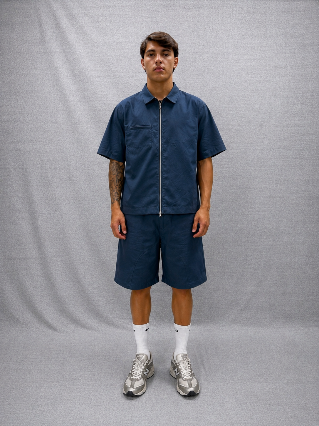 COORDINATO RELAXED FIT BLU IN TESSUTO DI COTONE TWILL