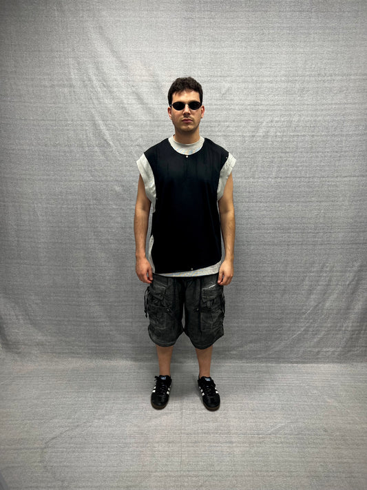 BERMUDA CARGO RELAXED FIT GRIGI IN TESSUTO TECNICO EFFETTO SLAVATO