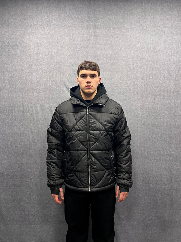 GIUBBINO PUFFER CROP FIT NERO IMBOTTITO TRAPUNTATO