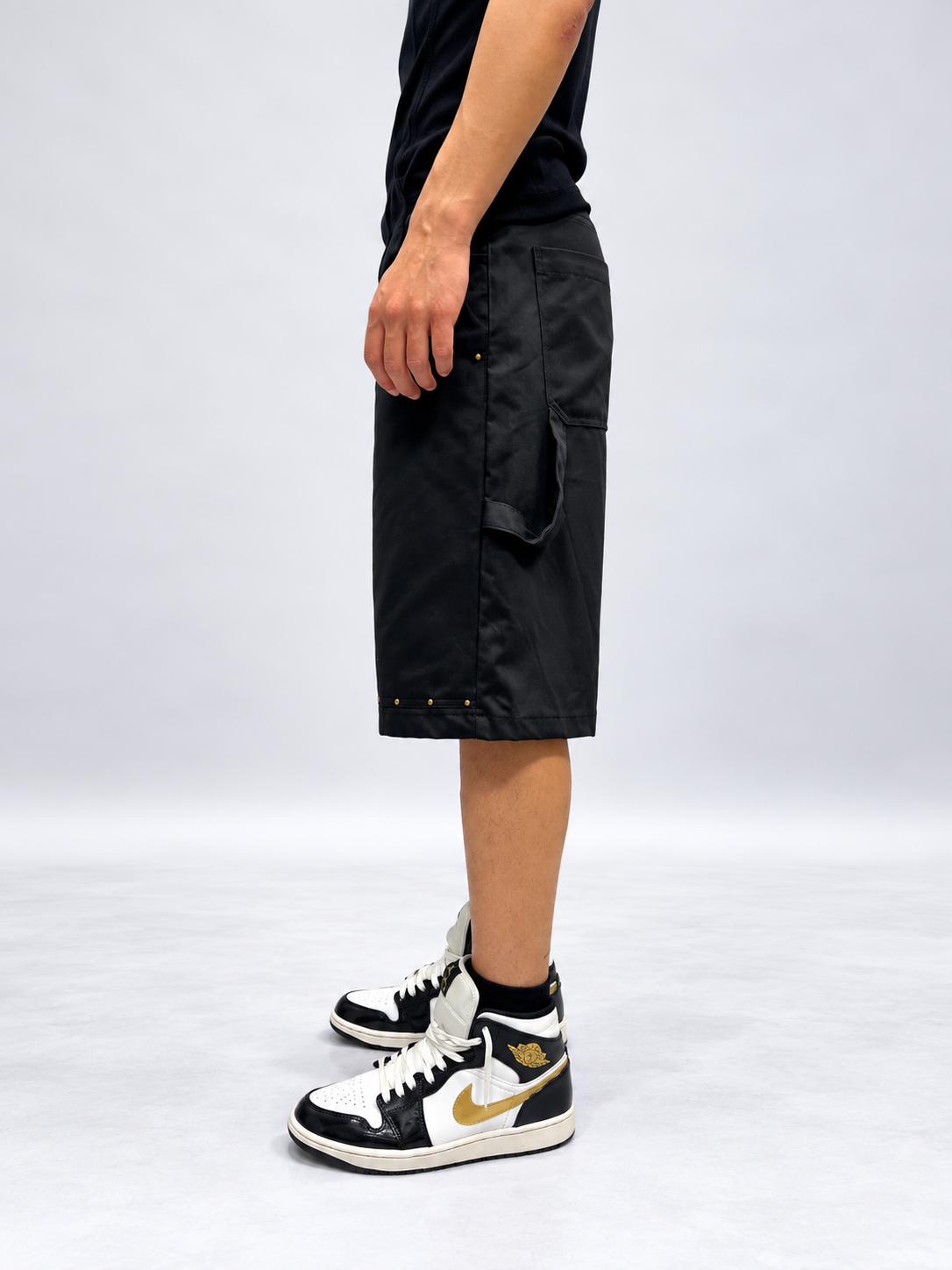 BERMUDA CARPENTER RELAXED FIT NERI CON BORCHIE