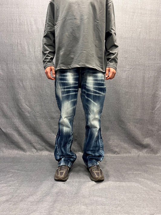 JEANS FLARE FIT BLU INDACO MEDIO LAVAGGIO STONE