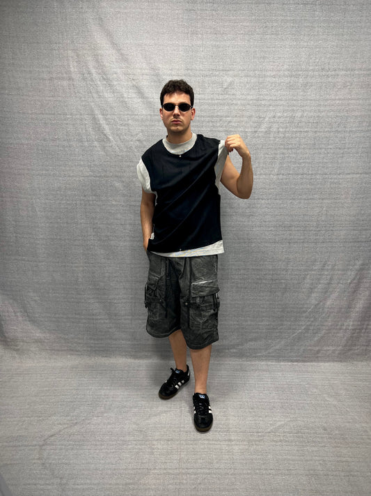 CANOTTA RELAXED FIT NERA E GRIGIA CON MICROABRASIONI