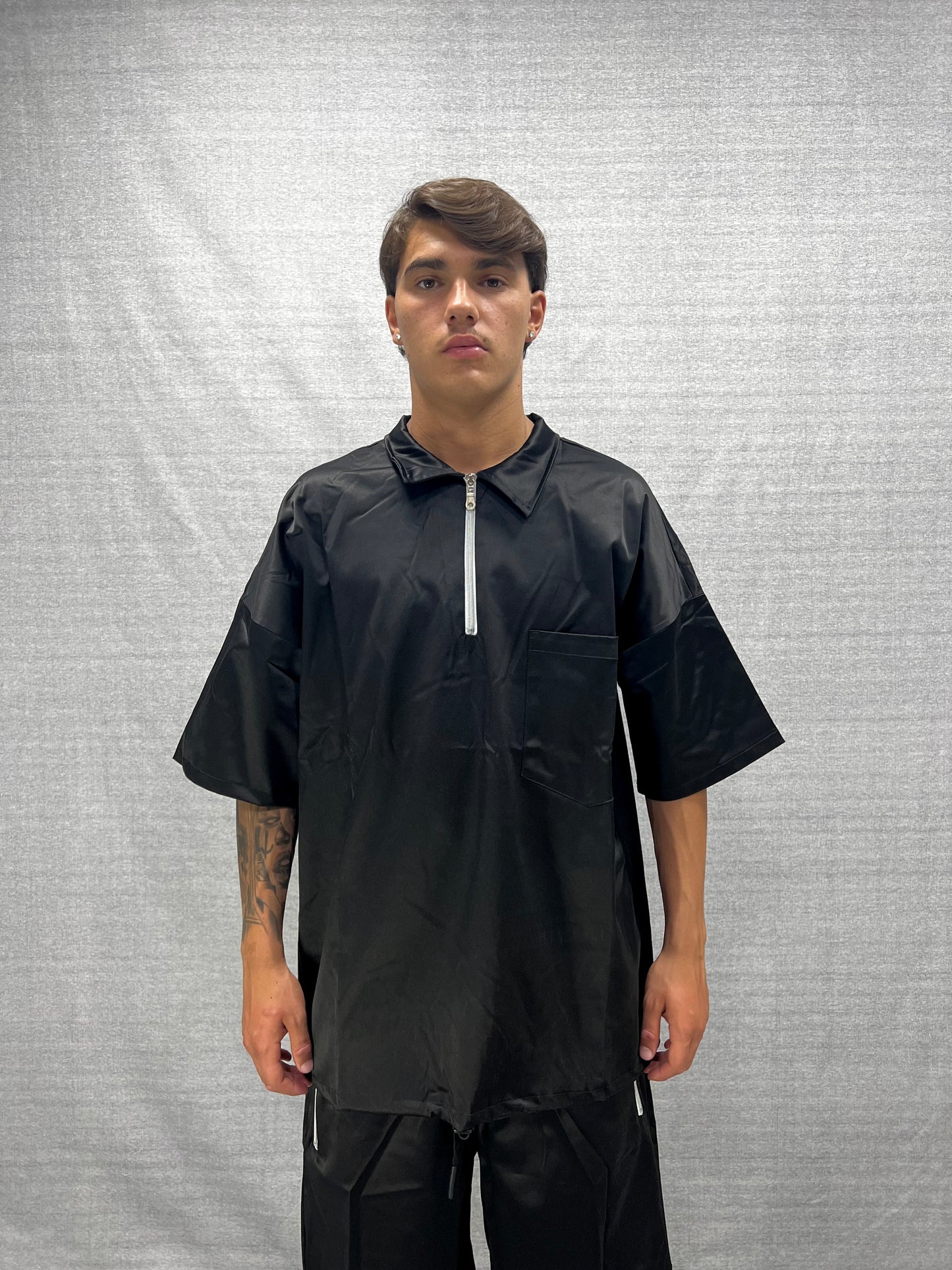 COORDINATO RELAXED FIT NERO IN TESSUTO DI COTONE  MERCERIZZATO