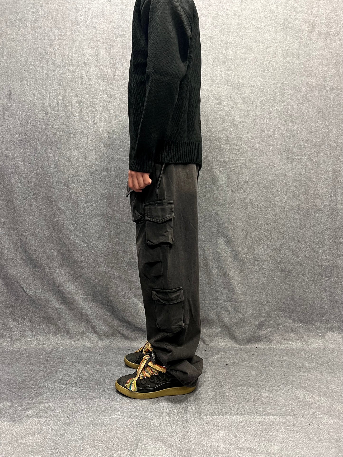 JEANS PARACHUTE CARGO BAGGY FIT NERI LAVAGGIO STONE