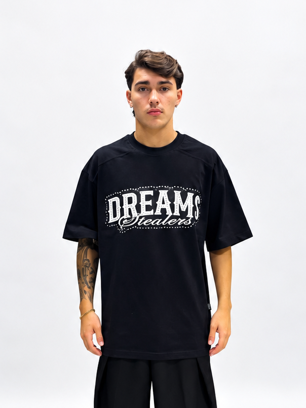 T-SHIRT BOXY FIT NERA CON STAMPA LUCIDA DTG