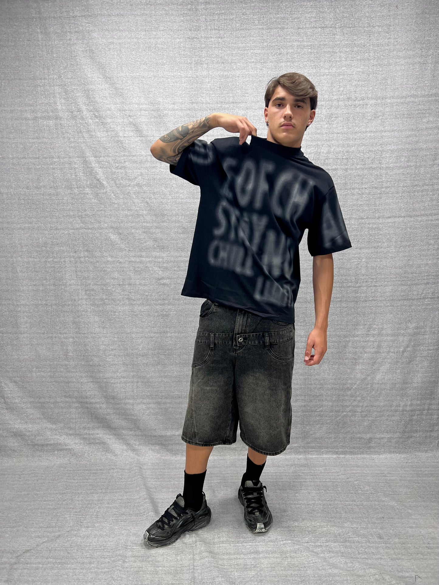 BERMUDA JORTS NERI CON DOPPIO BUSTINO LAVAGGIO STONE