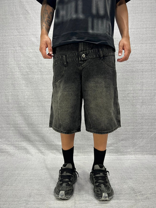 BERMUDA JORTS NERI CON DOPPIO BUSTINO LAVAGGIO STONE
