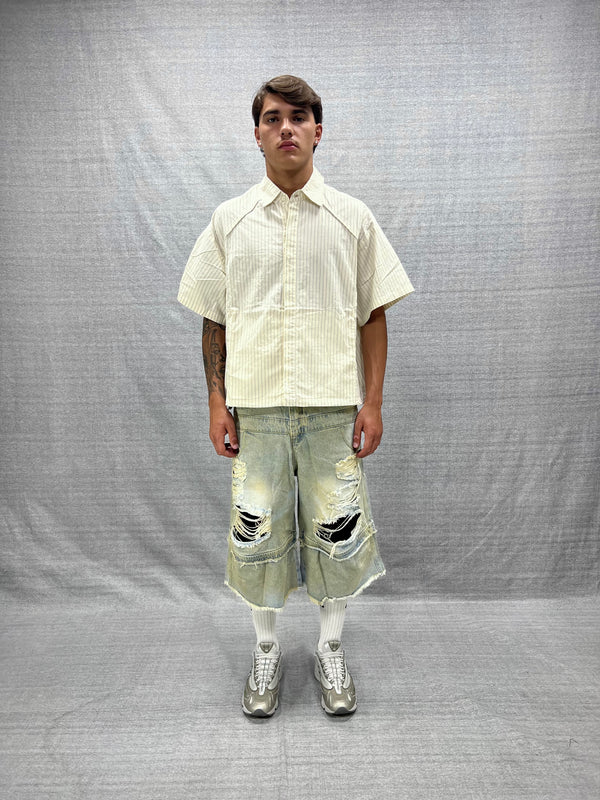 BERMUDA JORTS BLU INDACO MEDIO CON ROTTURE LAVAGGIO SABBIATO