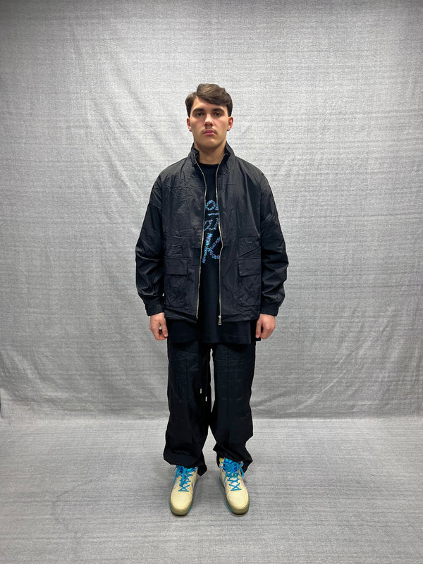 COORDINATO CARGO RELAXED FIT NERO IN TESSUTO TECNICO CON TASCHE UTILITY