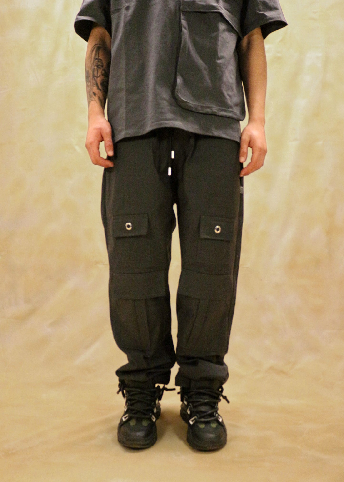 PANTALONI PARACHUTE CARGO RELAXED FIT GRIGIO SCURO