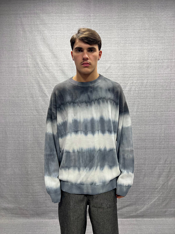 MAGLIONE RELAXED FIT GRIGIO E BIANCO EFFETTO TIE DYE
