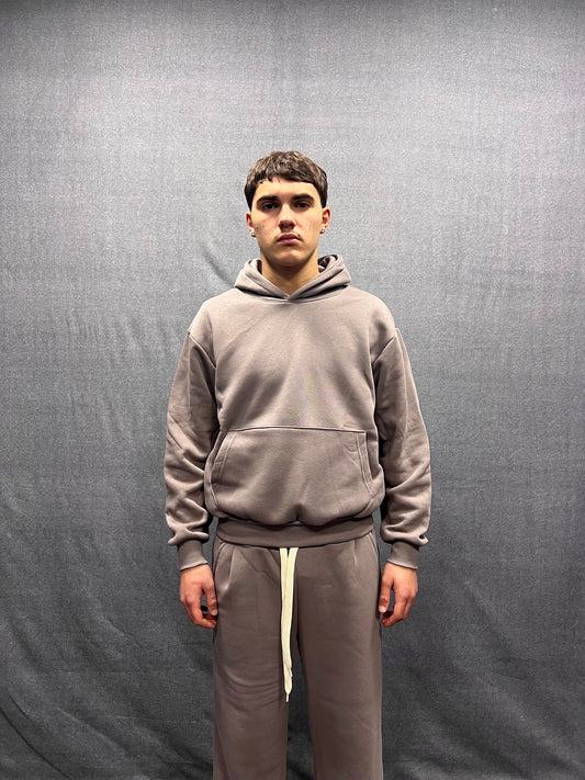 FELPA BOXY FIT TORTORA CON CAPPUCCIO