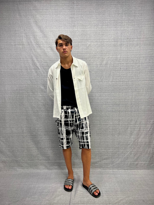 CAMICIA RELAXED FIT BIANCA IN COTONE LUCIDO