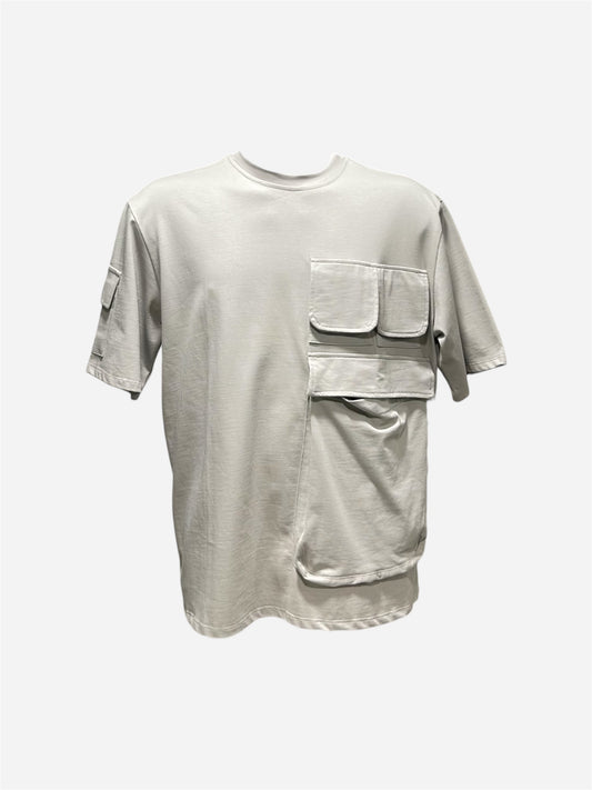 T-SHIRT BOXY FIT GRIGIA CON TASCHE UTILITY HEAVY WEIGHT