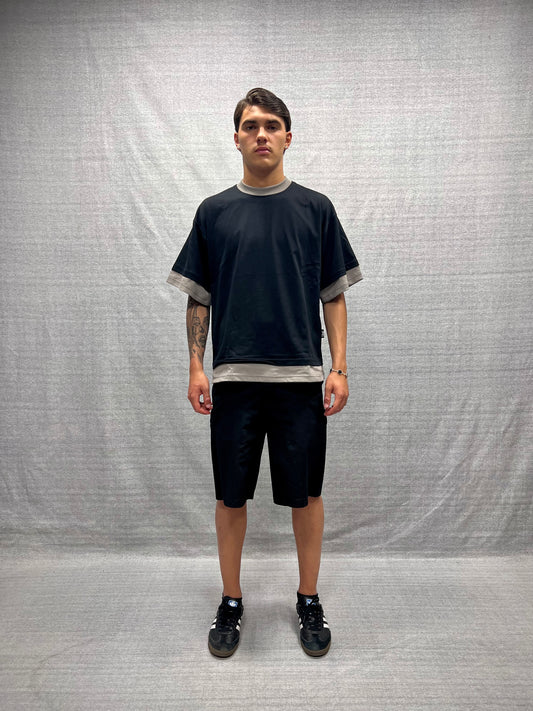 BLACK REGULAR FIT CARPENTER SHORTS