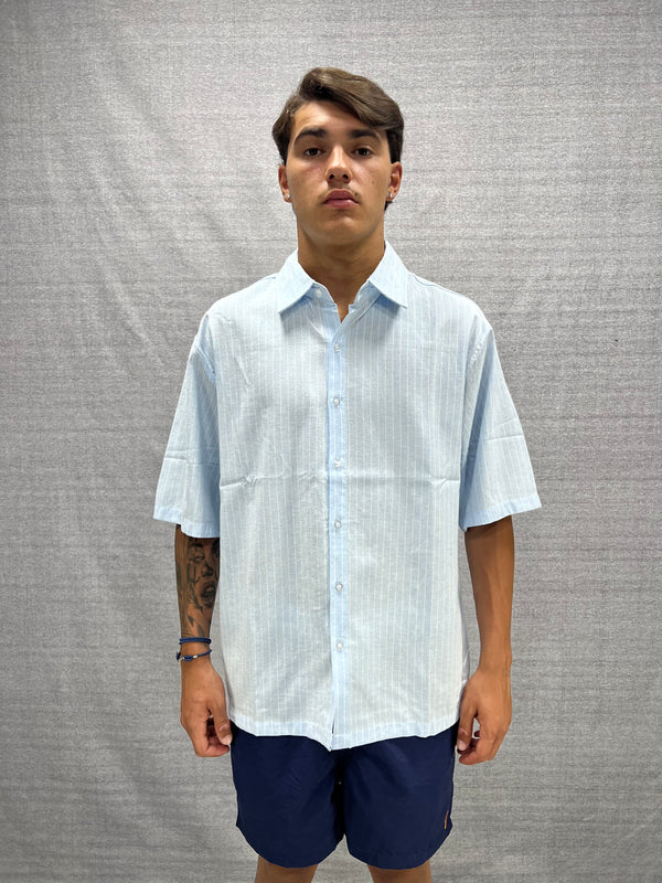 CAMICIA REGULAR FIT AZZURRA E BIANCA A RIGHE