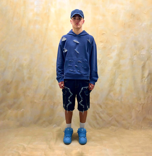 BERMUDA JORTS CARGO RIPPED CON TASCHE UTILITY LAVAGGIO ZERO