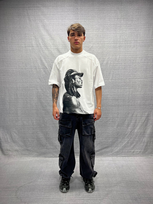 BLACK STONE WASH BAGGY FIT PARACHUTE CARGO JEANS