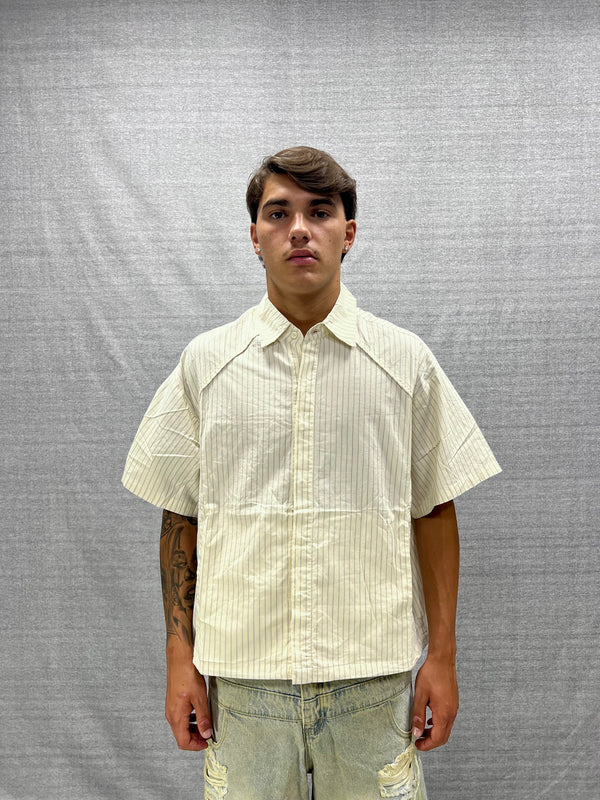 CAMICIA CROP FIT BEIGE E GRIGIA A RIGHE