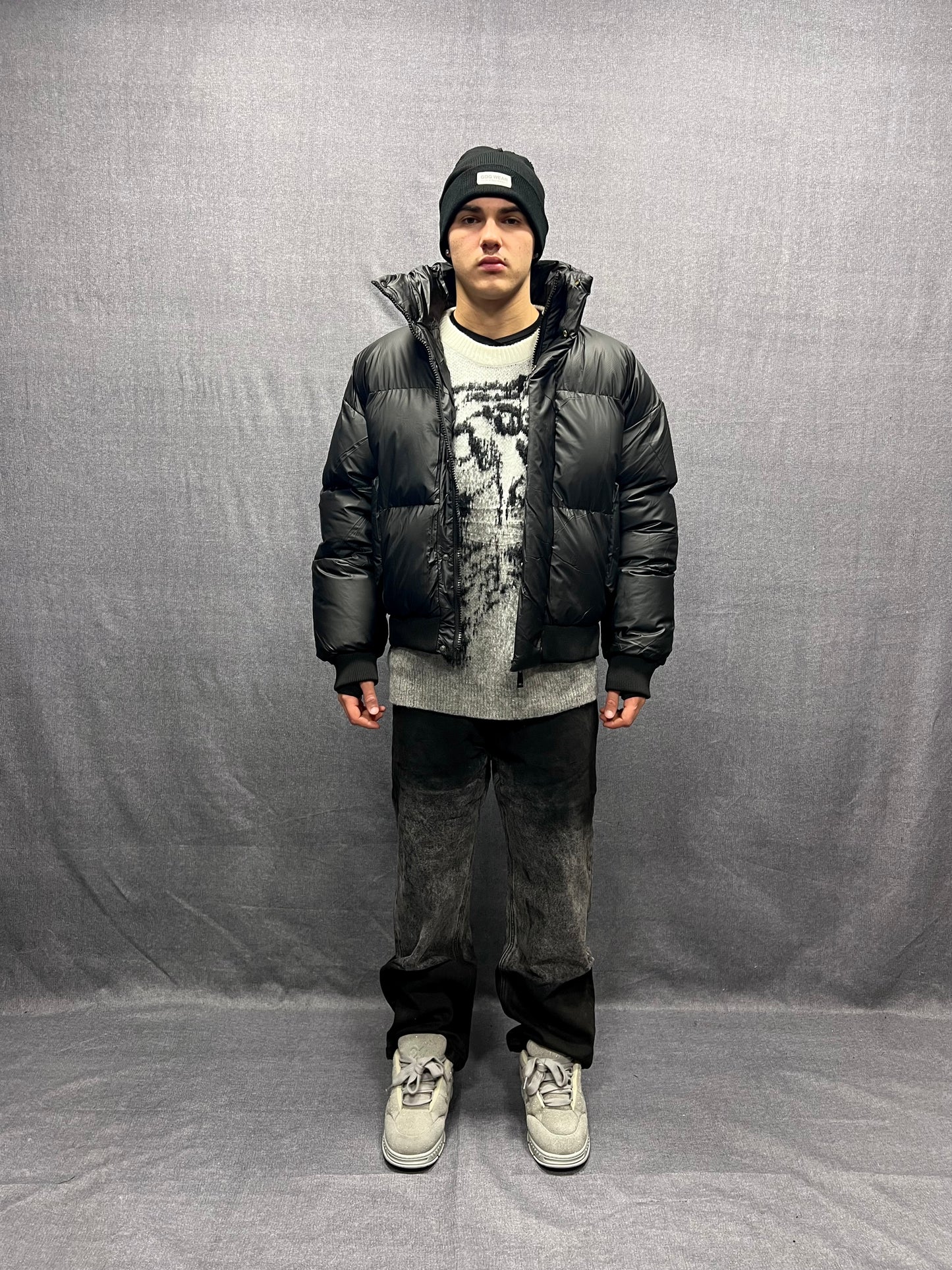 GIUBBINO BOMBER PUFFER CROP FIT NERO IMBOTTITO