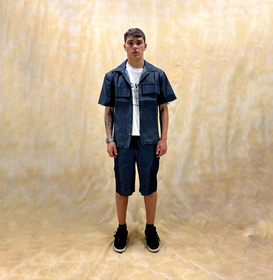 COORDINATO RELAXED FIT IN COTONE CHAMBRAY LAVAGGIO ZERO