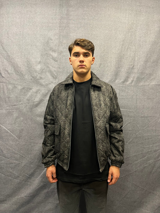 GIUBBINO BOMBER CROP FIT ANTRACITE TRAPUNTATO EFFETTO SLAVATO
