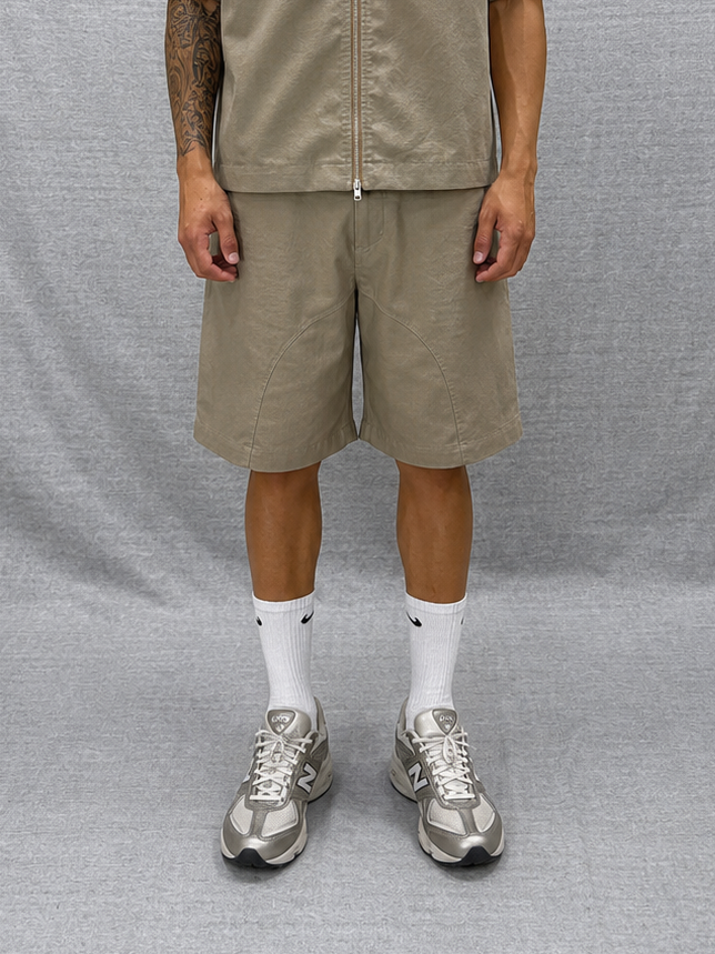 COORDINATO RELAXED FIT BEIGE IN TESSUTO DI COTONE TWILL