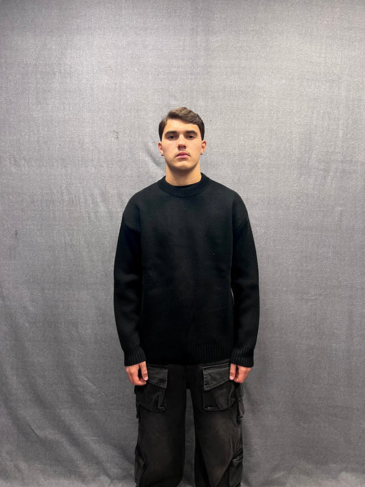 MAGLIONE BOXY FIT NERO STRUTTURATO