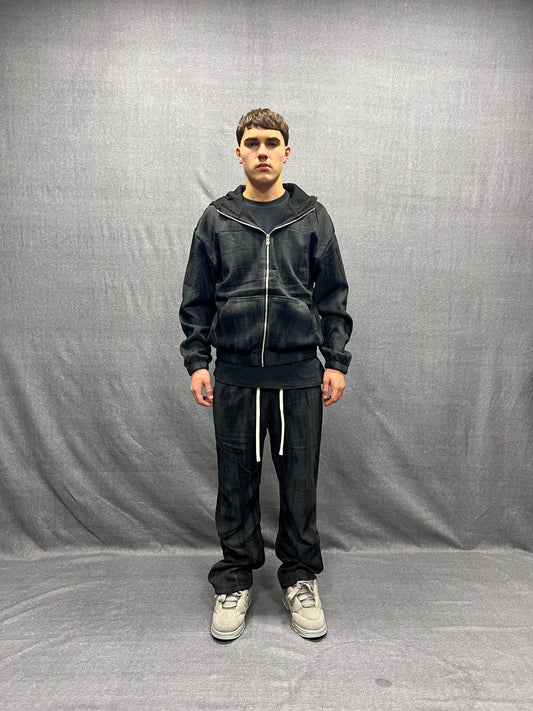 TUTA RELAXED FIT NERA EFFETTO TIE DYE