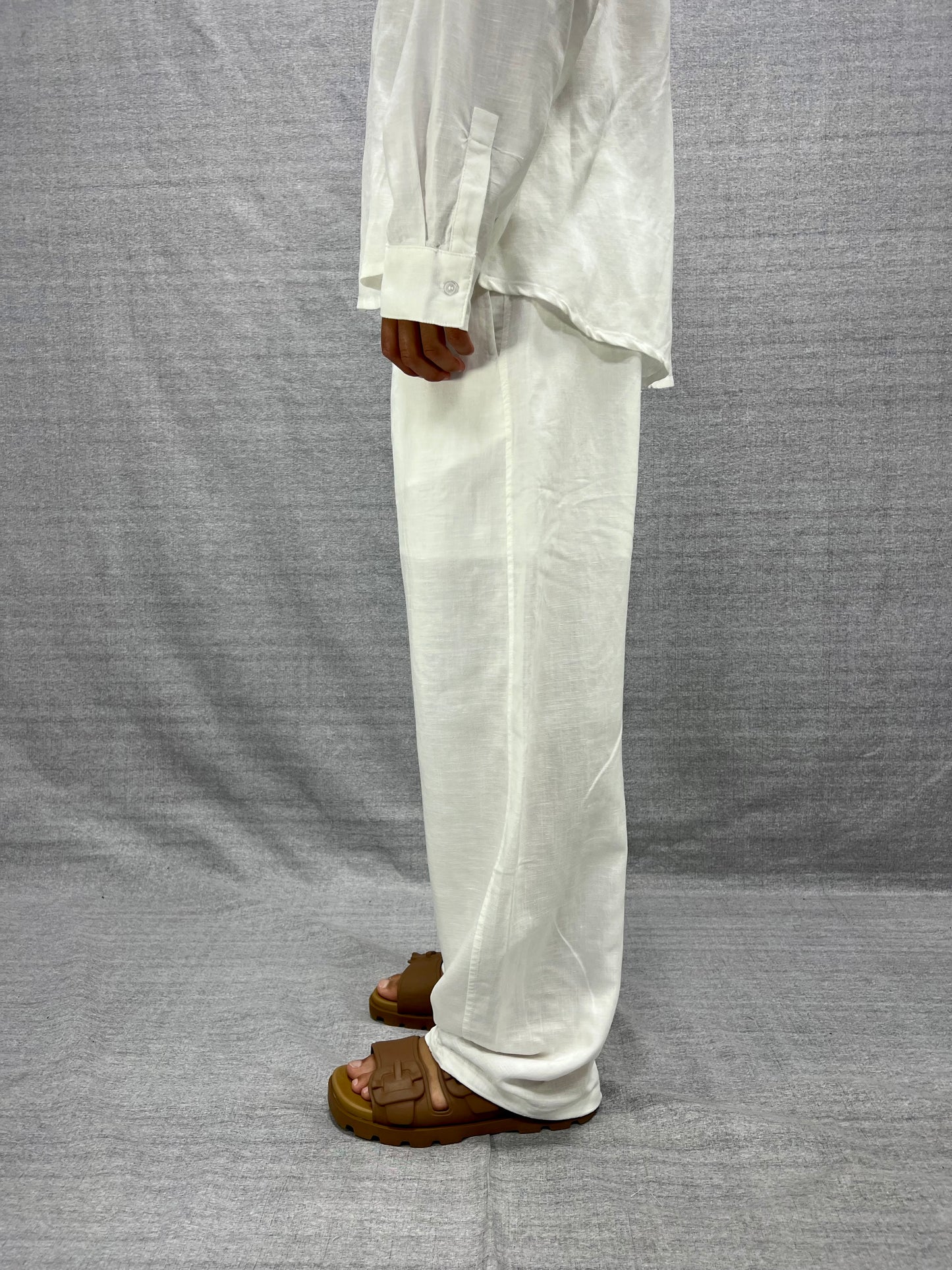 COORDINATO RELAXED FIT BIANCO IN LINO